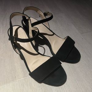 GUC Cole Haan Black Suede Block Heel Sandals US6